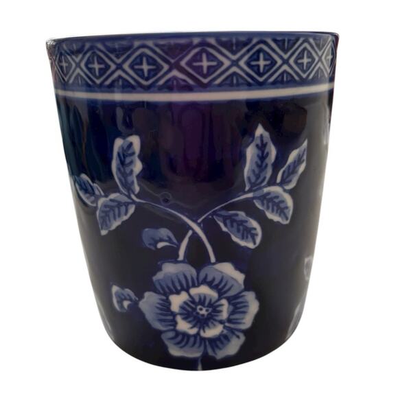 Williams Sonoma California Coffee Tea Mug Cup Cobalt Flow Blue White Floral - Picture 2 of 6